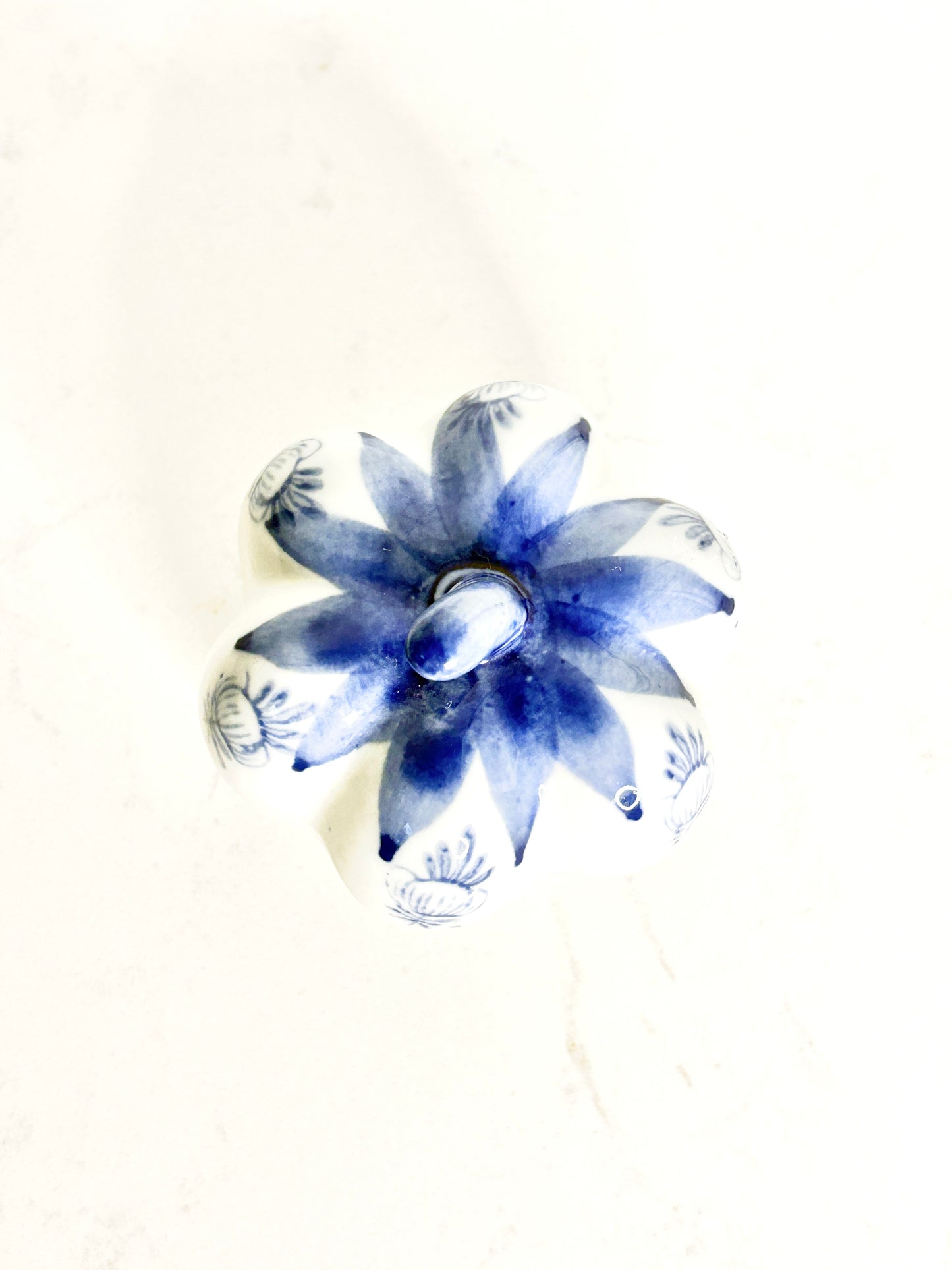 Blue and White Pumpkin Trinket Box