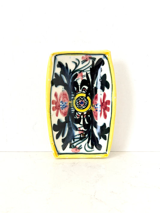 Vintage Casa Pupo Hand-Painted Ceramic Dish Set of 2 – Spanish Talavera Style Floral Trinket Trays or Soap Dishes