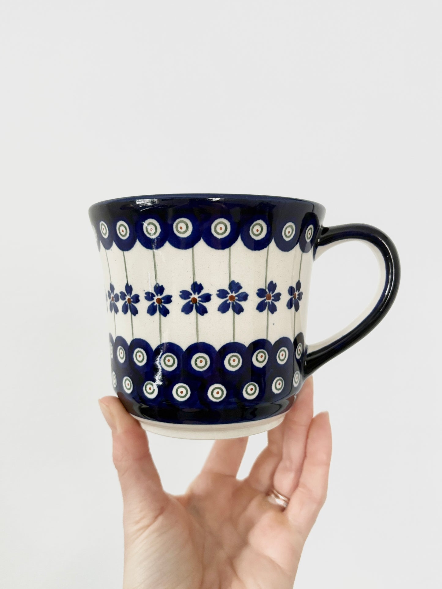 Polish Pottery Blue Rose Mug