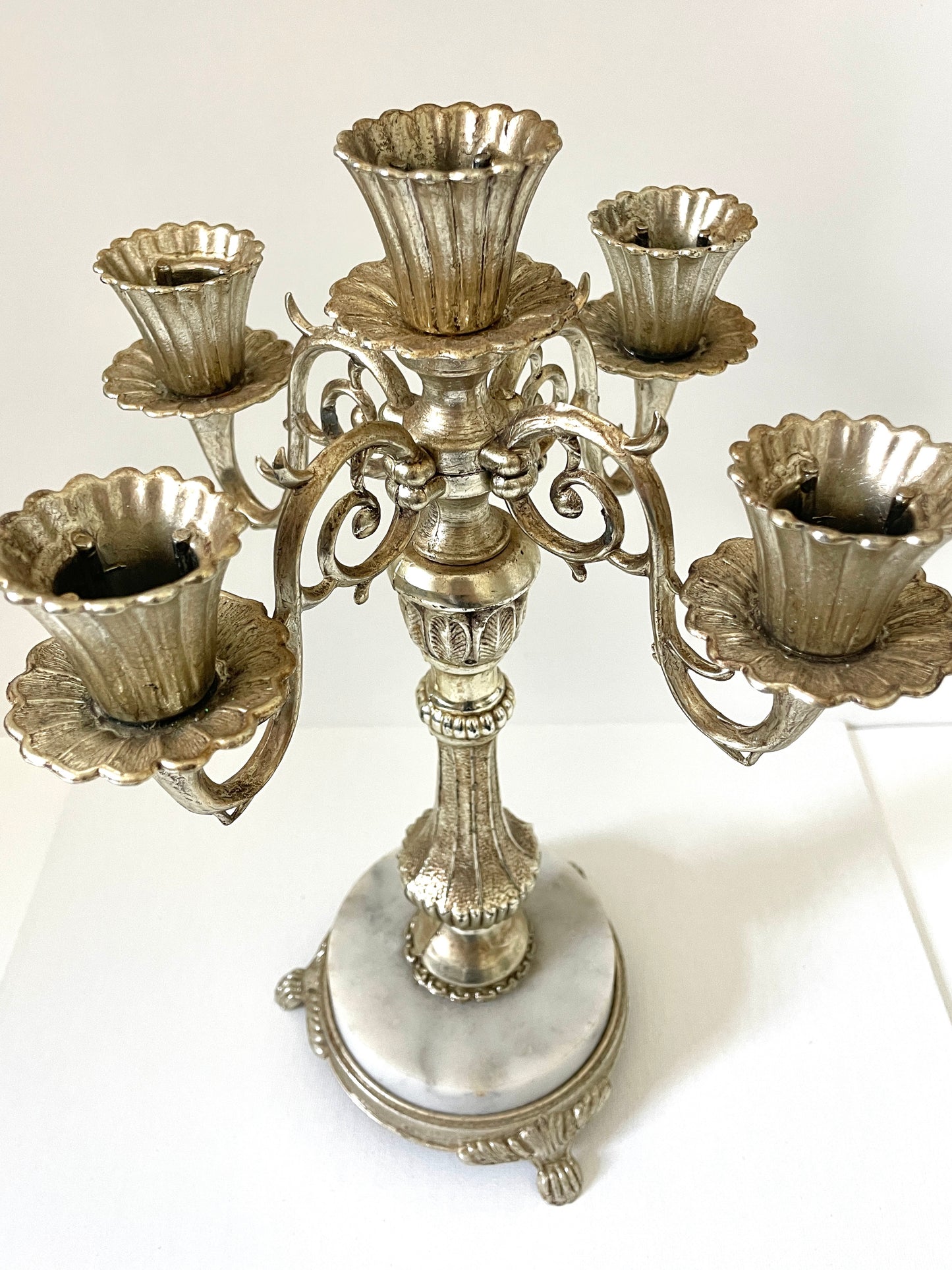 Sold - Candelabra Marble Base Art Deco Gold/Brass Tone