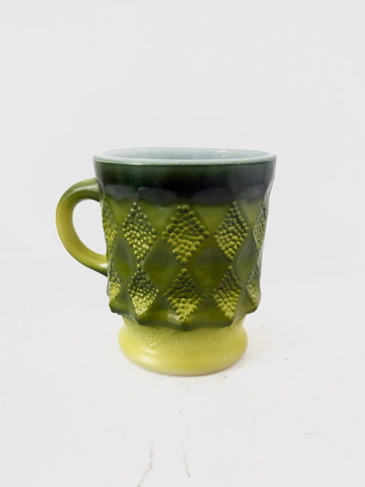 Vintage Anchor Hocking Fire-King “Kimberly” Ombre Glass Mug | Green & Blue | Made in USA