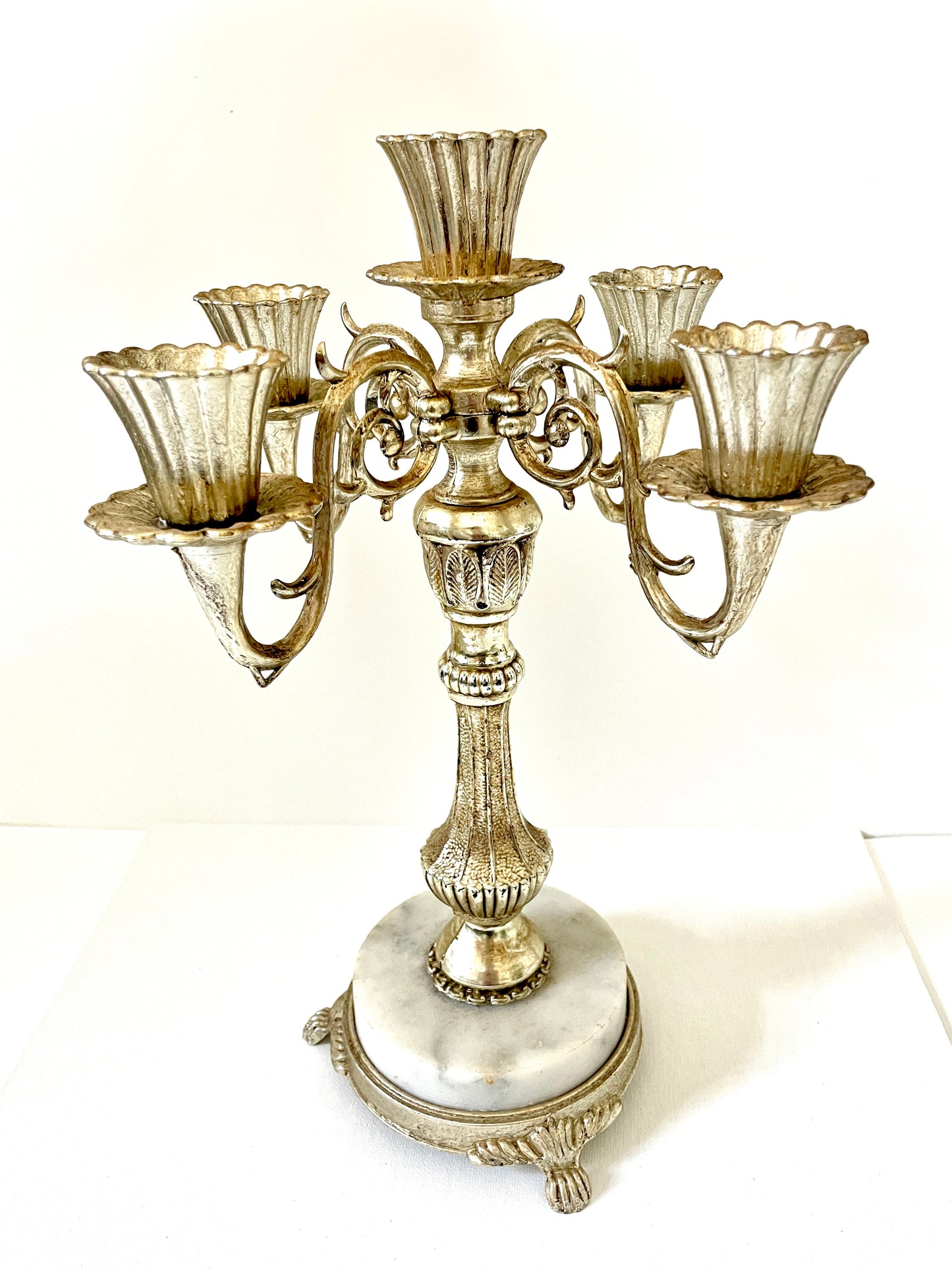 Sold - Candelabra Marble Base Art Deco Gold/Brass Tone