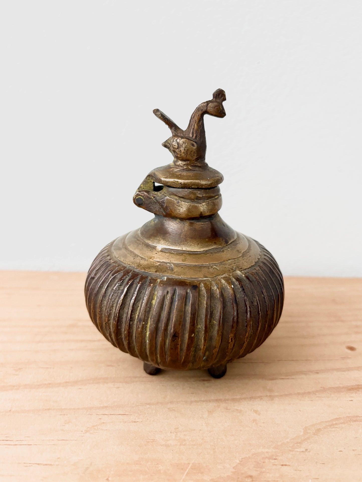 Antique Indian Cast Bronze Inkwell – Mughal or Indo-Persian Style