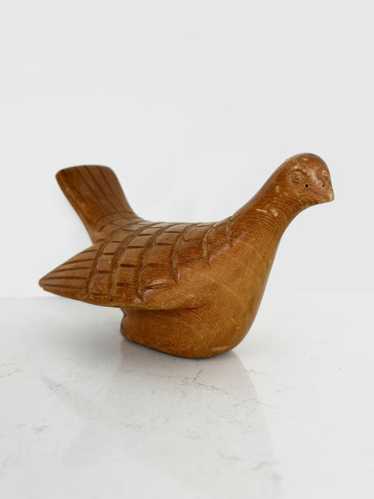 Vintage Hand-Carved Wooden Bird Figurine – Secret Stash Box (1970s Teak Folk Art)