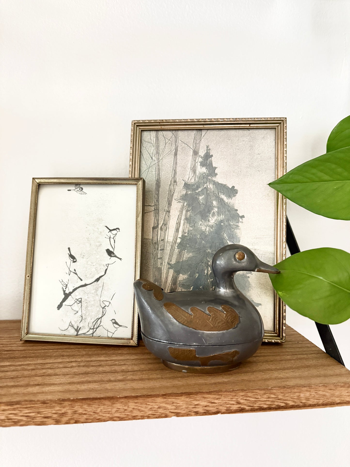 Vintage Duck Trinket Box: Pewter & Brass Bird Container, Mid-Century Decor