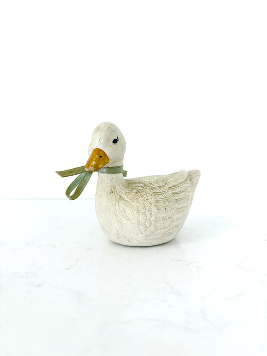 Porcelain Vintage Duck Figurine – Elegant Handmade Ceramic Home Décor