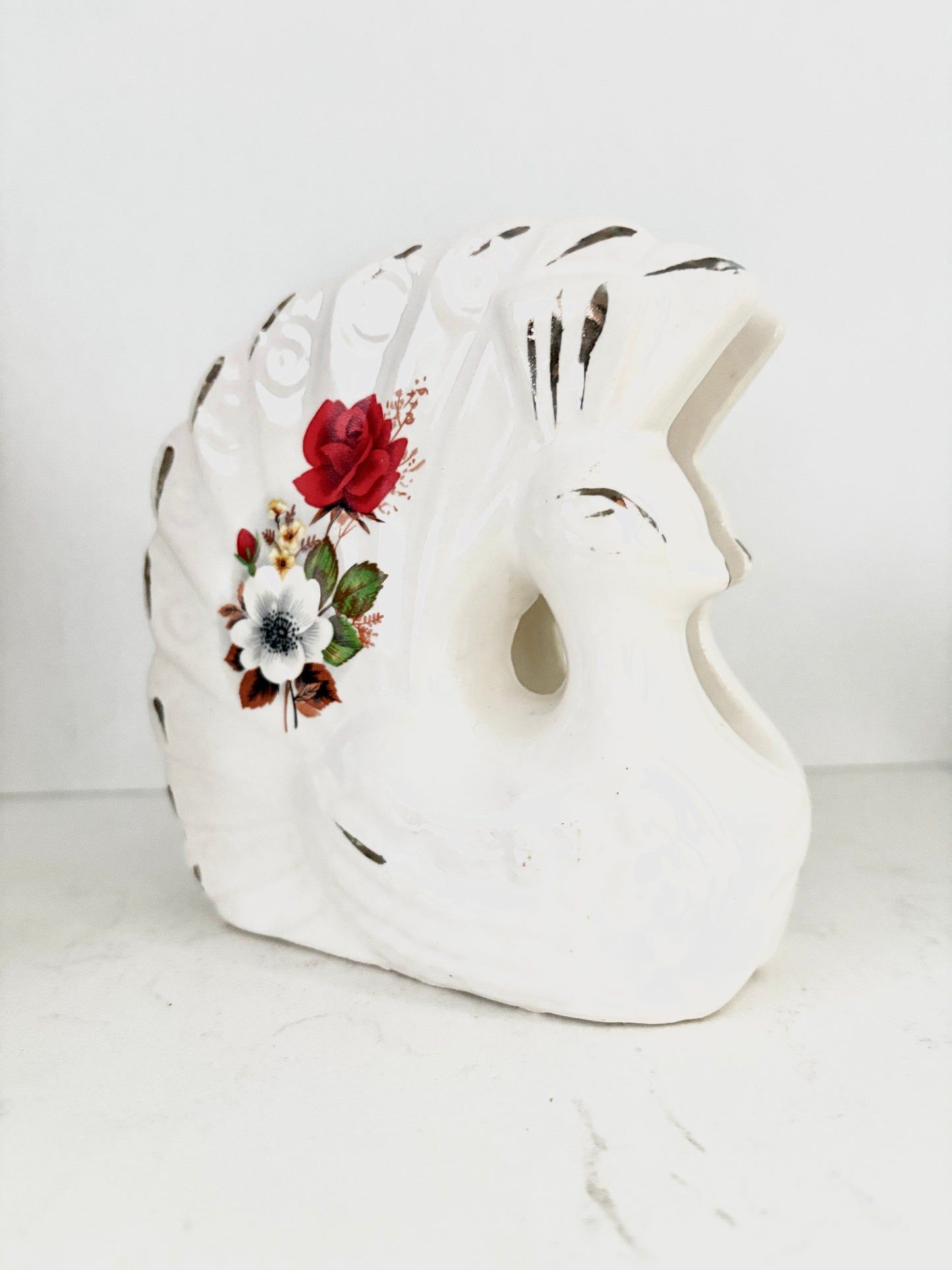 Vintage Swan Floral Napkin Holder