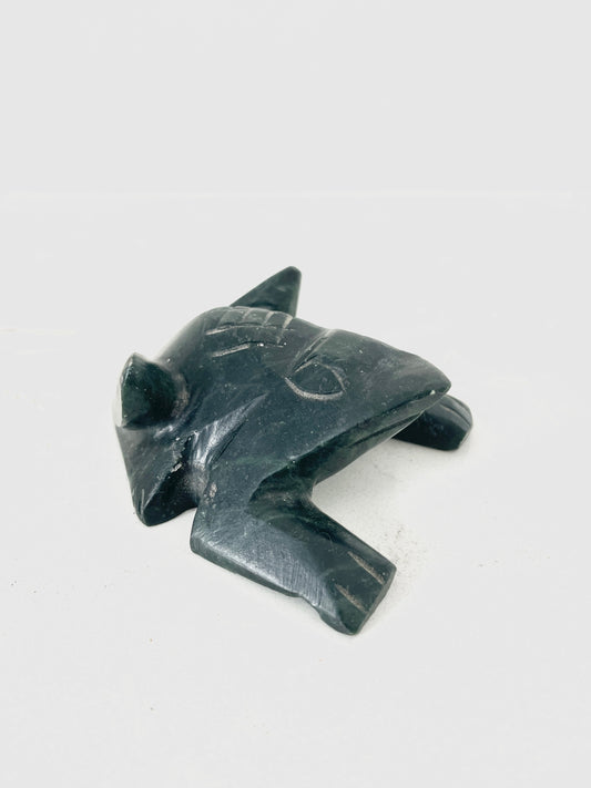 Green Frog Carved from Stone