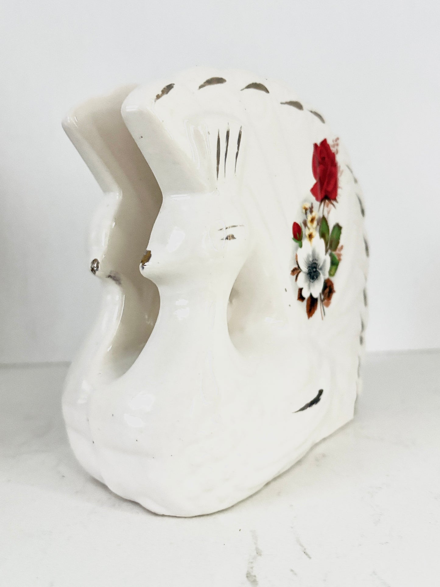 Vintage Swan Floral Napkin Holder