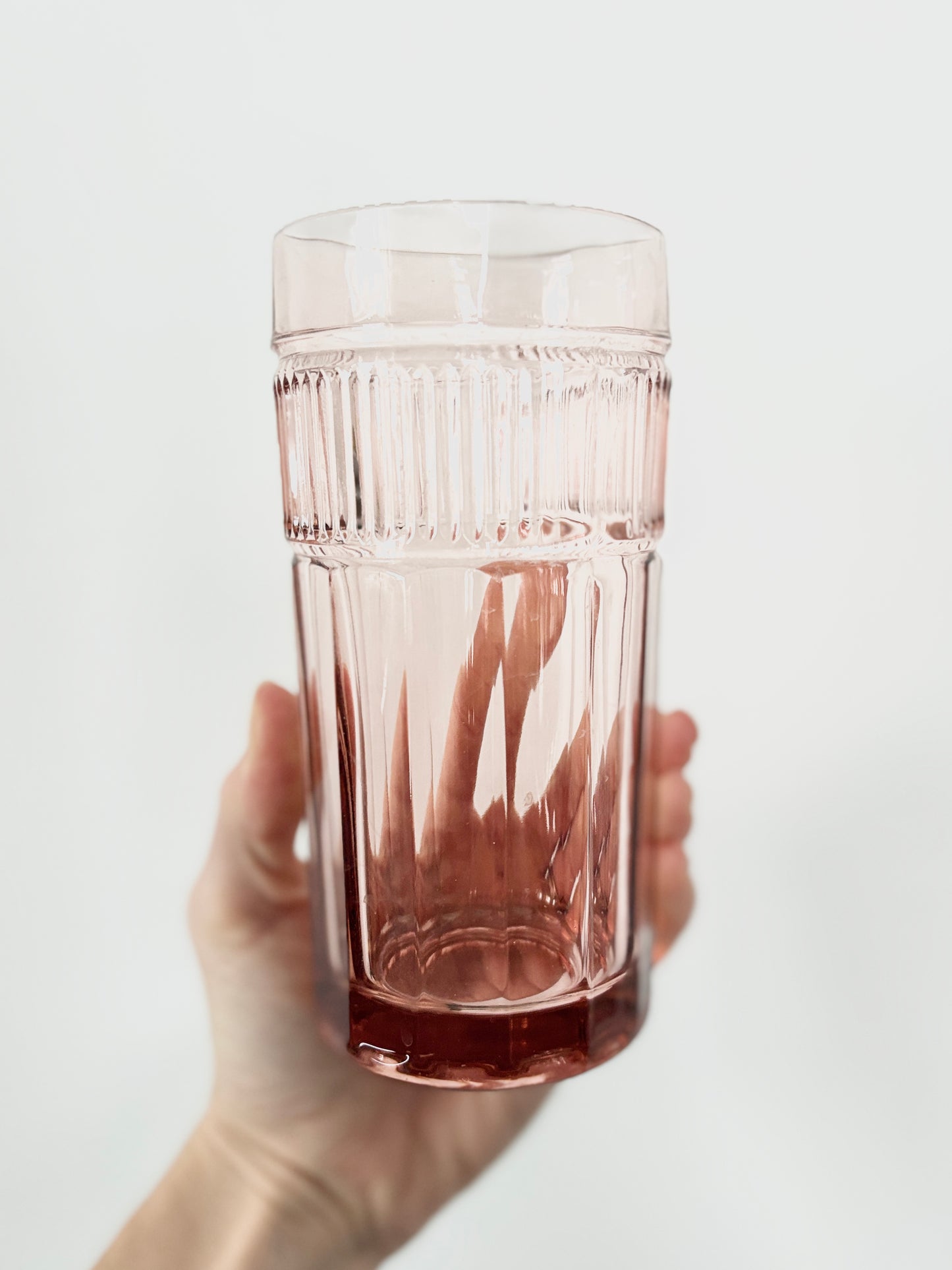 Anchor Hocking Annapolis Rosewater Pink Iced Tea Glasses – Set of 4 Vintage Pink Tumblers | Flat Iced Tea Glassware | Pink Wedding Glasses