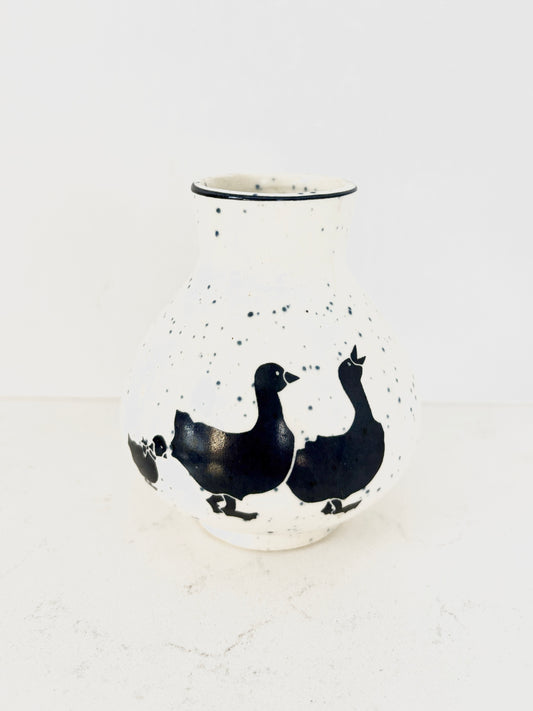 Blue Duck Family Ceramic Mini Vase | Studio Pottery | Vintage