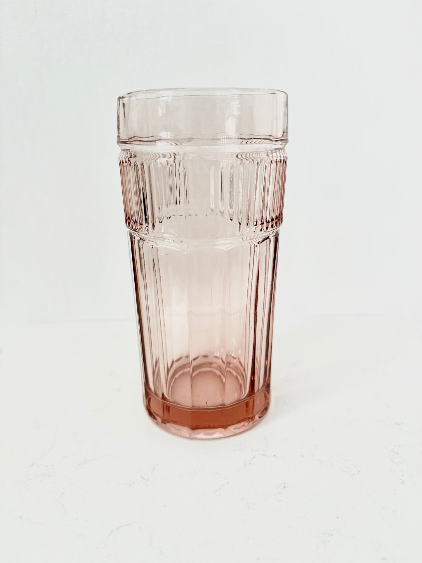 Anchor Hocking Annapolis Rosewater Pink Iced Tea Glasses – Set of 4 Vintage Pink Tumblers | Flat Iced Tea Glassware | Pink Wedding Glasses