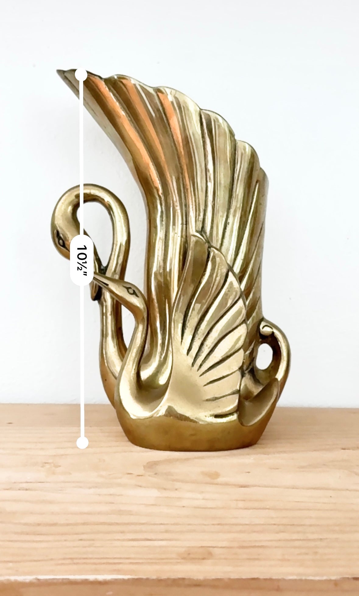 Vintage Brass Swan Vase Sculpture