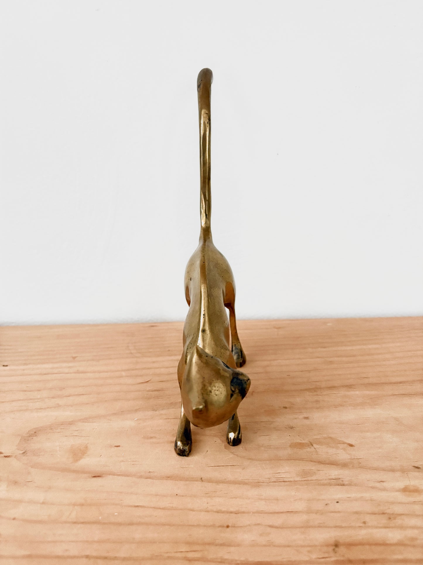 Vintage MCM Brass Cat Figurine – Large Solid Brass Sculpture, Bookend & Doorstop