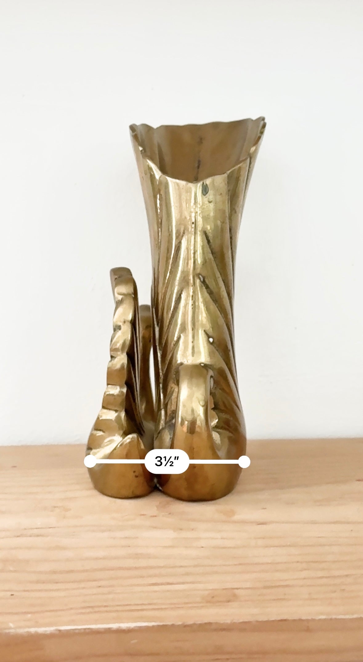 Vintage Brass Swan Vase Sculpture