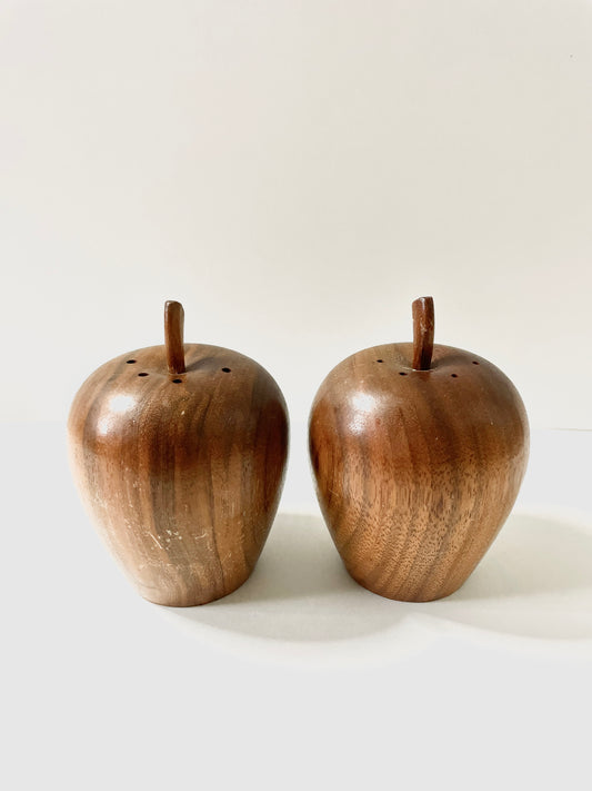 Apple Salt & Pepper Shakers - Wooden Vintage