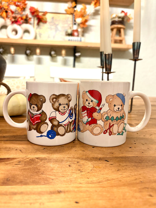 Vintage Christmas Teddy Bears Mug Pair – Finest Ceramics, Crafting & Reading Companion